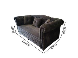 Chesterfield Velvet Sofa Bed, Dark Grey