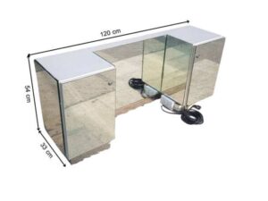1-drawer jewelry cabinet + 2-door modern glass cabinet, dark brown and white