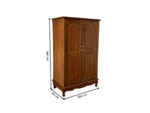 Vintage Style Teak Wood Wardrobe with 2 Doors