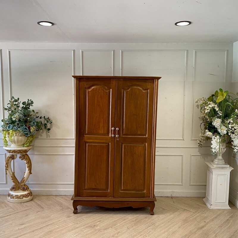 Vintage Style Teak Wood Wardrobe with 2 Doors