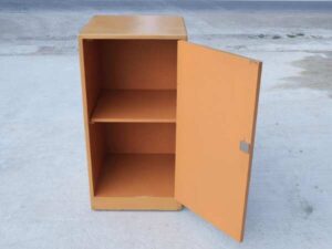 Wooden cabinet, 1 door, orange color (tall), wooden document cabinet with wheels_7U24C2U5E2