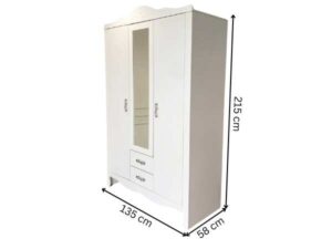 White two-door wardrobe with two drawers, Koncept brand.