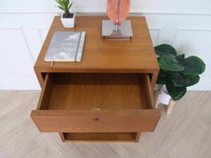 Teak wood frame cabinet, 1 drawer, 2 shelves, hotel furniture_83FBNKMOBU