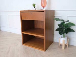 Teak wood frame cabinet, 1 drawer, 2 shelves, hotel furniture_83FBNKMOBU