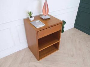 Teak wood frame cabinet, 1 drawer, 2 shelves, hotel furniture_83FBNKMOBU