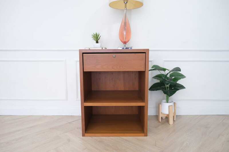 Teak wood frame cabinet, 1 drawer, 2 shelves, hotel furniture_83FBNKMOBU
