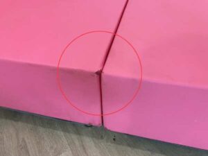 6-foot bed, leather cushion, button-pull, pink, with 6-foot mattress, 9.5 inches thick