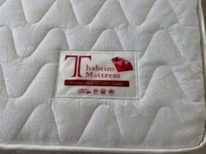 6-foot bed, leather cushion, button-pull, pink, with 6-foot mattress, 9.5 inches thick