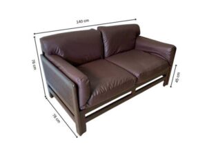3+2+1 Seater Sofa Set with Rattan Frame and Dark Brown Leather Upholstery