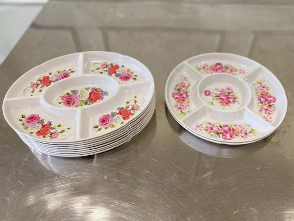 5-compartment tray, floral pattern