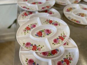 5-compartment tray, floral pattern