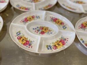 5-compartment tray, floral pattern
