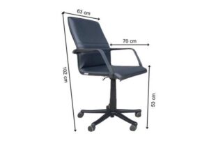 Modernform brand office chair, black leather seat and steel legs, 102 cm high.