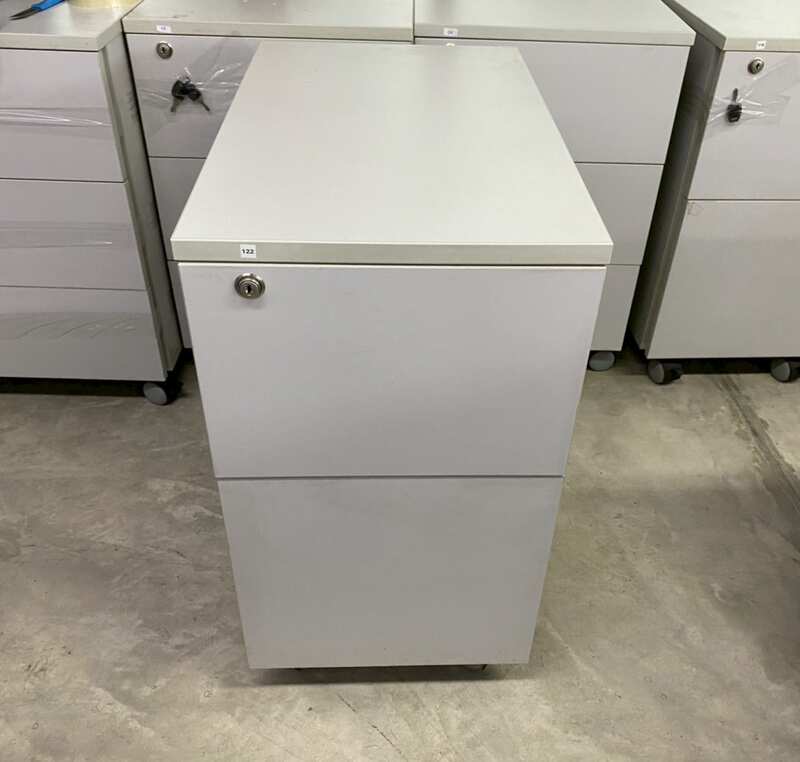Mobile cabinet with 2 drawers and wheels, gray.