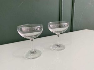 Wide-shaped champagne glass, IKEA Storhet model.