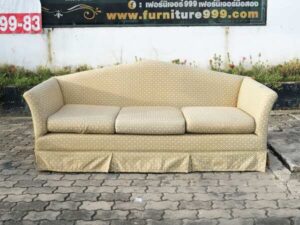 3-seat fabric sofa, wooden frame, yellow-green color Hotel grade work_8VDLFV9K0E