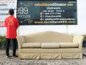3-seat fabric sofa, wooden frame, yellow-green color Hotel grade work_8VDLFV9K0E
