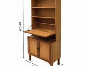Modern Wooden Storage Cabinet with 2 Closed Compartments and 2 Open Shelves