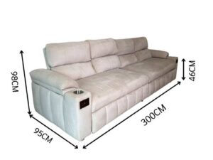 4-seater sofa bed with cream velvet upholstery. (1)