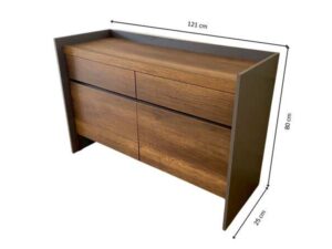 Wooden Dressing Table with 4 Drawers, Brown/Gray
