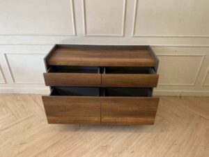 Wooden Dressing Table with 4 Drawers, Brown/Gray