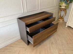 Wooden Dressing Table with 4 Drawers, Brown/Gray