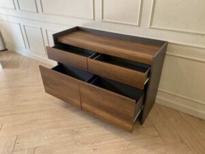 Wooden Dressing Table with 4 Drawers, Brown/Gray