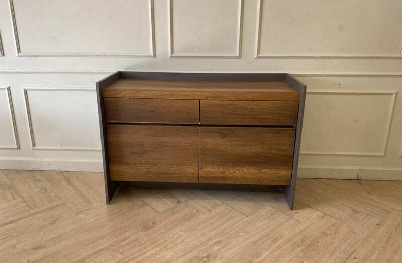 Wooden Dressing Table with 4 Drawers, Brown/Gray