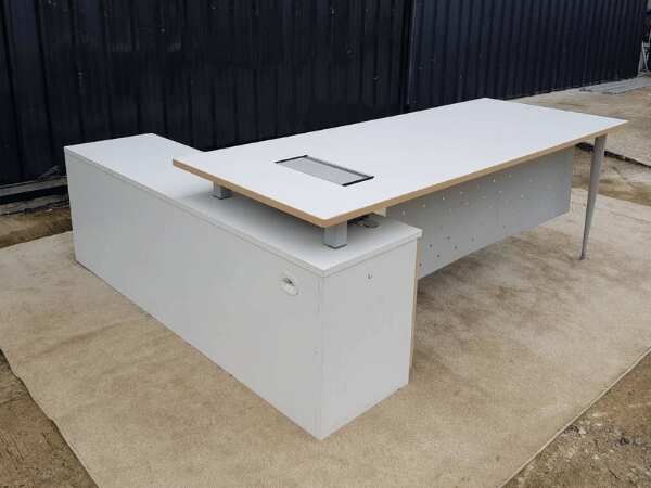 L-shaped corner desk with document cabinet, modern style, 180-200 cm.