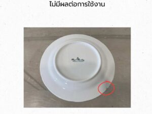 White ceramic dinner plate, Royal Porcelain brand.