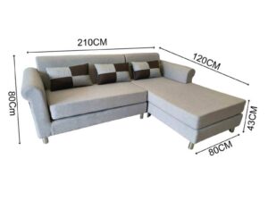 Minimalist L-Shaped Corner Fabric Sofa – Light Gray (Brand New)
