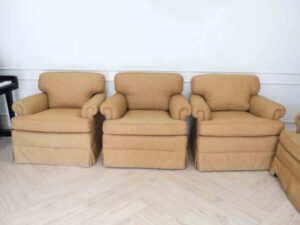 Chair With Armrests, Wooden Frame, Fabric Seat, and Spring Base. No.A 03_A0N75CEDV3