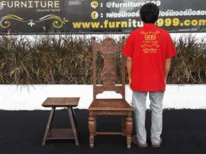 High back oak chair + oak side table imported from europe_A5HAYT1CNN