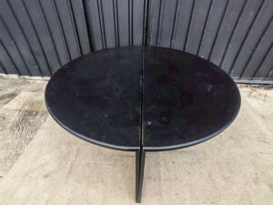 Black semi-circular table, connectable to form a full circle
