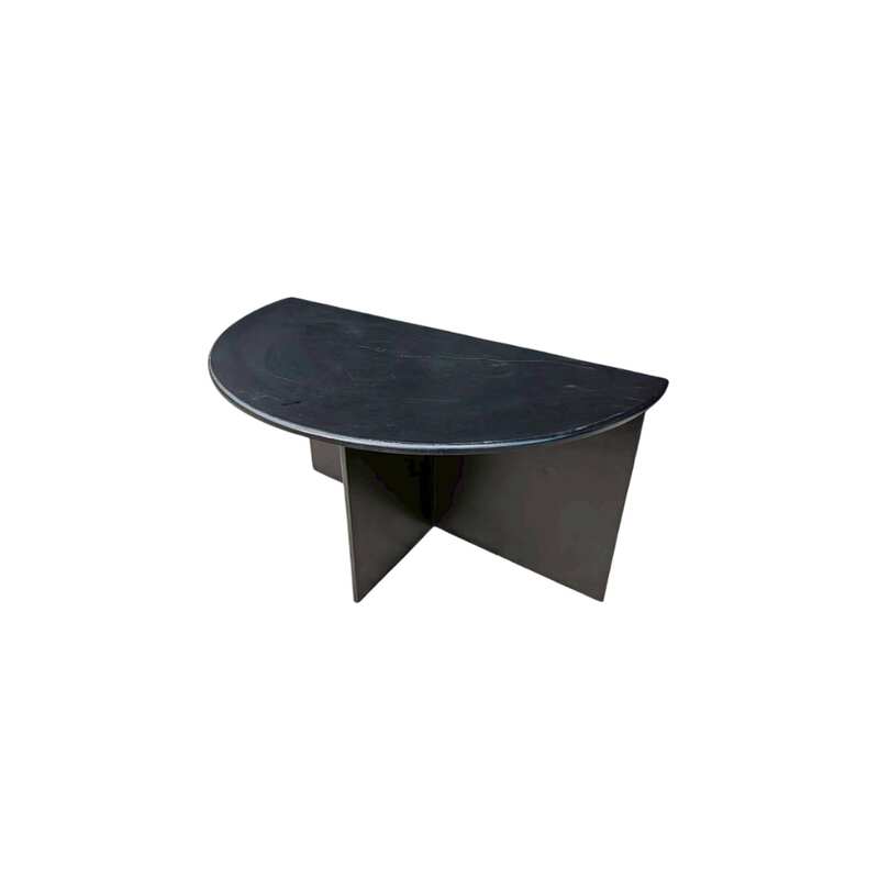 Black semi-circular table, connectable to form a full circle