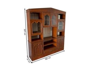 Wooden display cabinet with 6 doors, 7 compartments, and 1 drawer, brown color._A70ADGOY7I