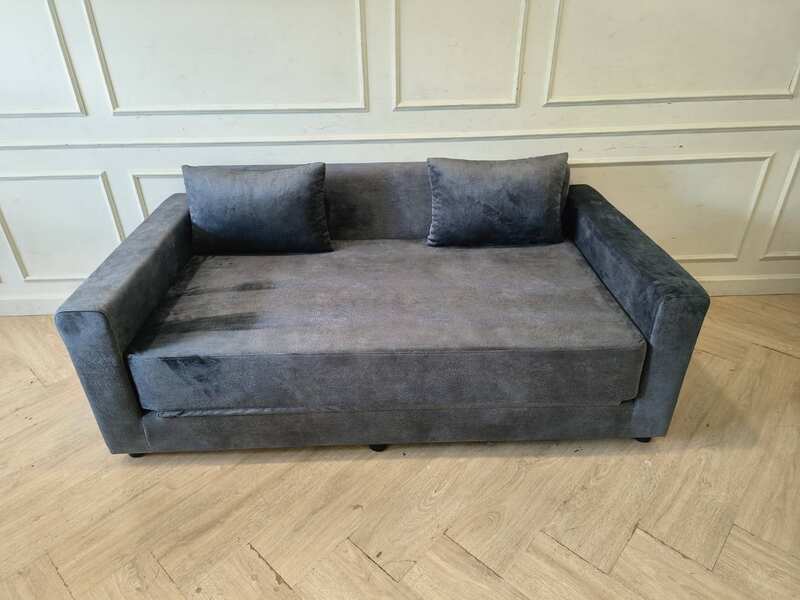 Modern Cozy Velvet Sofa Bed in Gray-Black (Brand New)