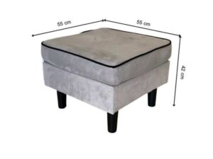 Velvet upholstered stool with metal legs, gray color._A8ZGH1DN0N