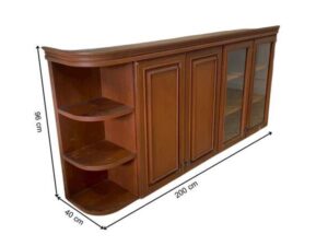 Wooden wall cabinet with shelves, 2 drawers, 2 doors, and 1 storage compartment.