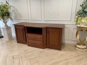 Wooden wall cabinet with shelves, 2 drawers, 2 doors, and 1 storage compartment.