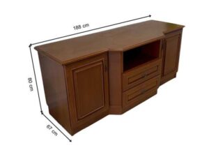 Wooden wall cabinet with shelves, 2 drawers, 2 doors, and 1 storage compartment.