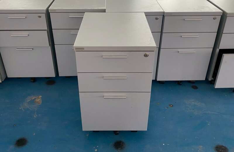 Rockworth Mobile Filing Cabinet, 3 Drawers with Wheels, White
