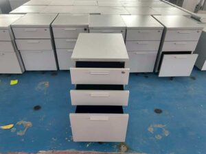 Rockworth Mobile Filing Cabinet, 3 Drawers with Wheels, White