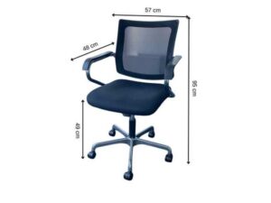 Office chair, steel legs, steel armrests, fabric seat, mesh backrest, Perfect brand.