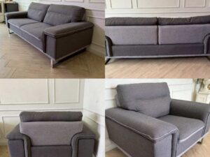 2+1 seater sofa set, grey fabric upholstery, modern style. (1)