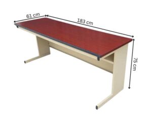 Work desk, seminar table, conference table, multipurpose table, steel, wooden top, KINGDOM brand, 183 cm.