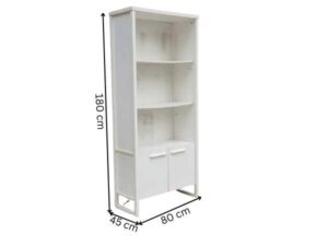 Wooden filing cabinet, 3 shelves, 2 doors, white
