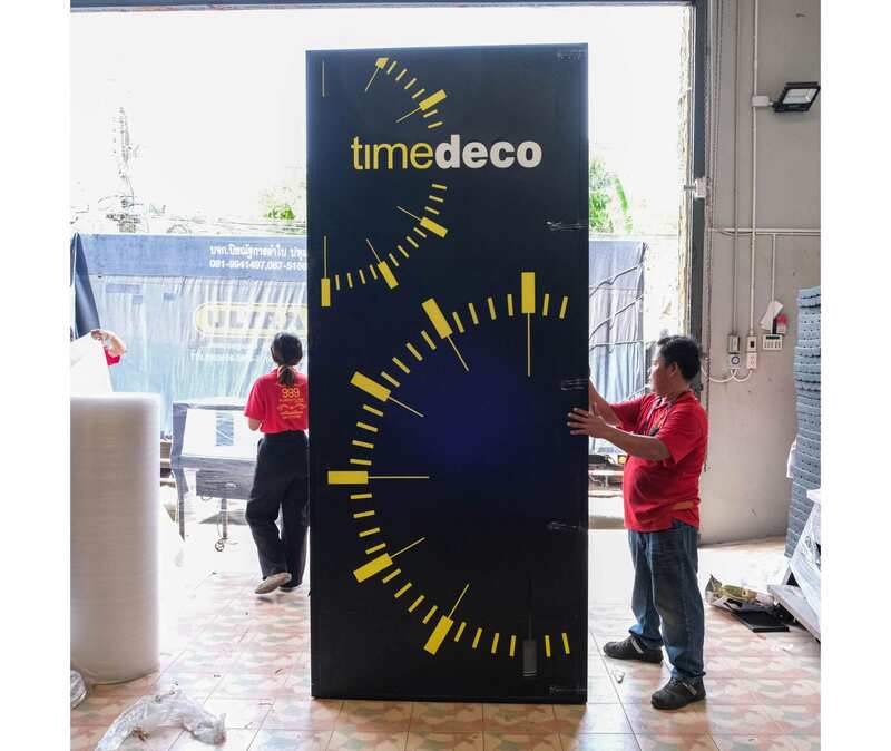 Product advertising signs Tall floor standing Light Box, black wooden frame._B1DRF985AT