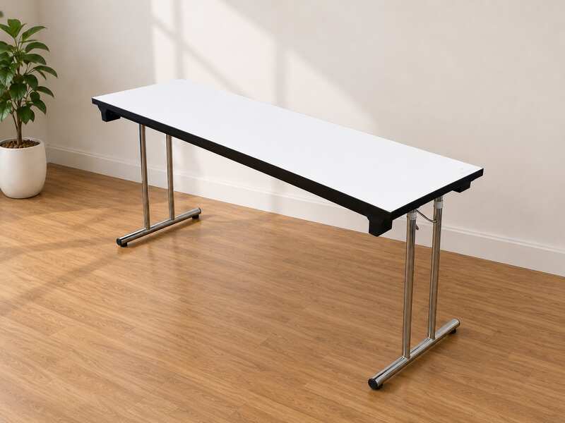 Long white wooden table with metal legs_B2VSZIEYE8