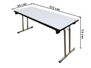 Long white wooden table with metal legs_B2VSZIEYE8